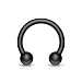 14g 3/8" Surgical Steel Matte Black IP Plated Horseshoe Body Piercing Ring, 4 mm Balls