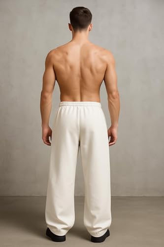 Image of Aesthetic Flame Print Wide Leg Pants for Men | Oversized Gothic Streetwear Trousers | Black Baggy Track Pants with Fire Design | Trendy Hip Hop Bottoms