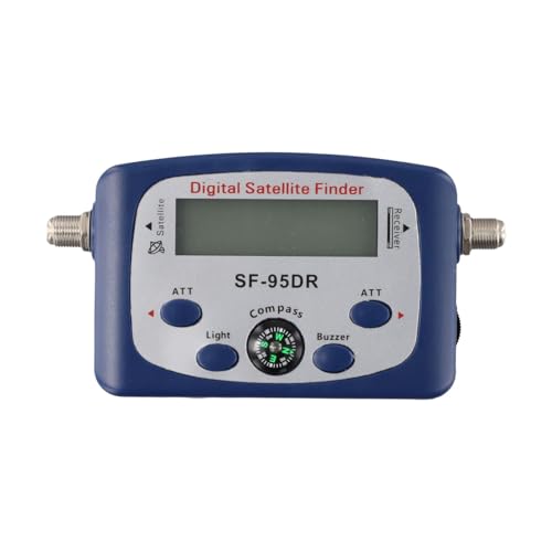 UTTASU SF-95DR - Buscador de satélites LCD digital con brújula para antena parabólica, medidor de intensidad de señal de TV para alineación de satélite, 130 x 65 x 27 mm, azul y blanco
