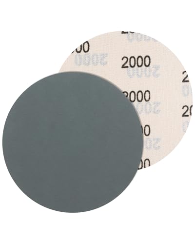 Bolatus Discos de Lijado de 125mm, Grano 2000, Almohadillas de Lijado Redondas con Gancho y Bucle húmedo y seco para Madera, Metal y Pulido automotriz, 5 uds
