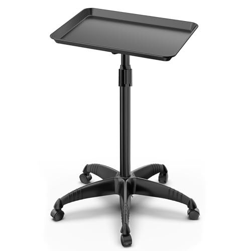 ORSUCCDE Salon Tray on Wheels Premium Aluminum Tattoo Tray Rolling Tray Adjustable Salon Service Rolling Trolley Cart for Clinic Spa(36inch)