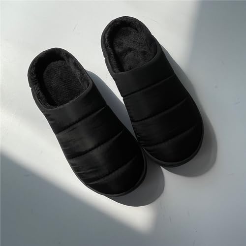 FUNCOS Women's Men's Water Resistant Winter Warm House Slippers Fleece Lined Mules Shoes2