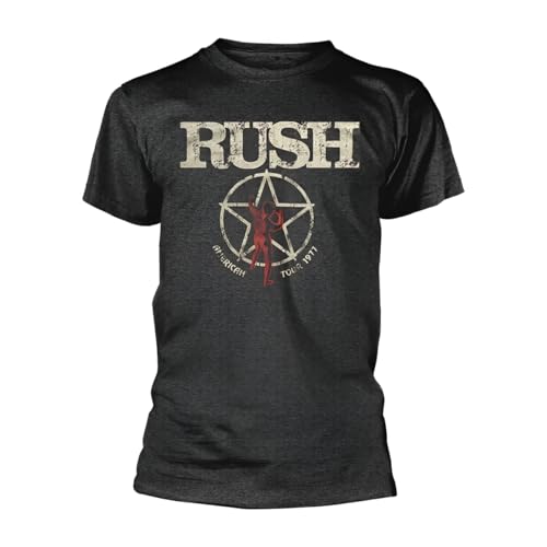 Rush Mens American Tour 1977 T-Shirt Gray Small | Officially Licensed Merchandise