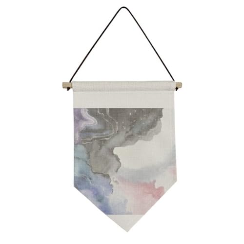 Drapeau en toile à suspendre aquarelle pour poésie murale douce