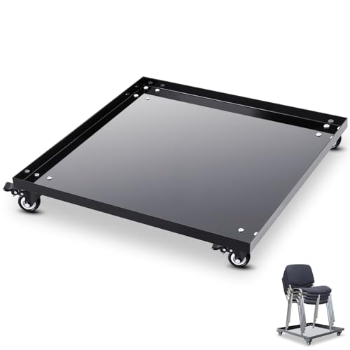 DaisyInner 1 Pcs 22.4 x 22.4 x 3.9 Inch Metal Stacking Chair Dolly 330 Lbs Capacity Heavy Duty Cold Roll Steel Dolly with Wheels for Store Transport Stacked Chairs Party Event Rental (Whole Style)