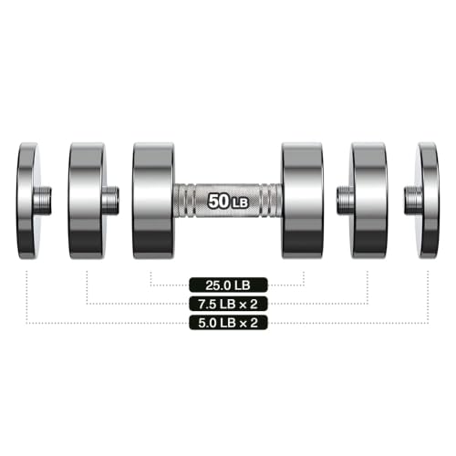 Image of Northdeer Steel Dumbbells Ultracompact & Adjustable Chrome Dumbbell with Foam Handles 5lb 10lb 15lb 20lb 30lb 50lb Home Gym Workout (Choice of Size)