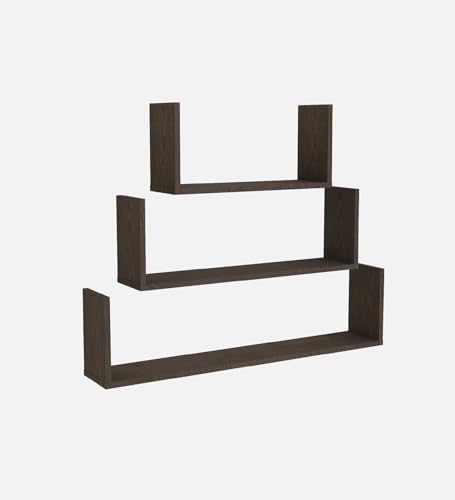 Image of Kite Multipurpose Modular Wall Racks /Shelves /Organiser /Decor Particle Board Wall Shelf (Number of Shelves - 3, Brown)