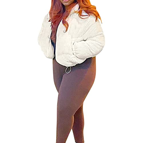 Manteau à capuche femme automne hiver coton grande taille beige mi-saison