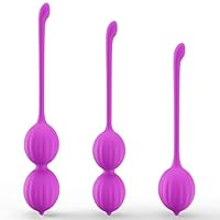 FIDECH Liebeskugeln Komplett-Set Kegel-Trainer für Frauen, 3 weichen Kugeln Loveballs Effektives Training für Starken Beckenboden, IPX 7 Wasserdicht & Ohne Aufladen Sexspielzeug für Intimfitness, Lila