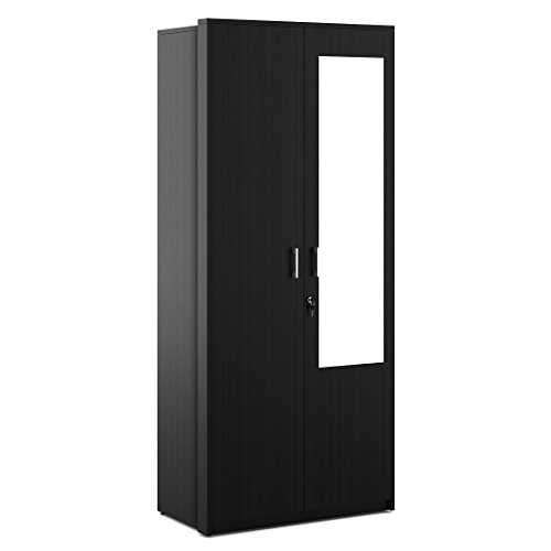 Image of Spacewood Value Wardrobe | 3 Year Warranty | Almirah, Cupboard, Almari, 2 Door Wardrobe with Mirror, 1 Drawer (1 Lock Drawer) and 1 Hanging Space|Engineered Wood| Natural Wenge