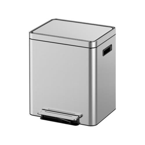 Caneca de basura de cocina con doble compartimento de acero inoxidable 18L x 2