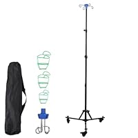 Infusionsständer mit Rädern, Infusionsständer klappbar mit 4 Haken 3 Räder, Infusionsständer aus Edelstahl, Höhenverstellbar von 90–190 cm