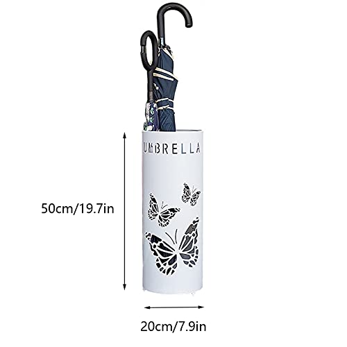ZJYWMM Ruimtebesparende Organizer Metalen Paraplu Emmer met ronde bodem, Grote Capaciteit Paraplu Houder Rack voor Kantoor, Thuis, Appartement, Hotel (Kleur: WIT) - Afbeelding 3