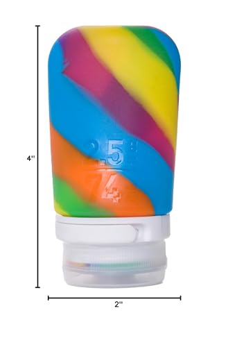 Image of humangear GoToob+ (Medium) | Refillable Silicone Travel Bottle | Locking Lid | Food-Safe Material | Rainbow, Medium (2.5 fl.oz.; 74ml)