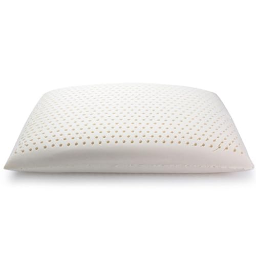 KLUFO Oreiller en latex 100 % naturel bio ferme pour dormir, oreiller à mémoire de forme élastique et ventilé, soulage les douleurs aux épaules et au cou,...