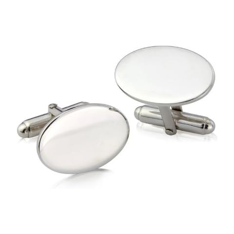 Plain Hallmarked Engraved Sterling Silver Oval Cufflinks. FREE ENGRAVING Cover