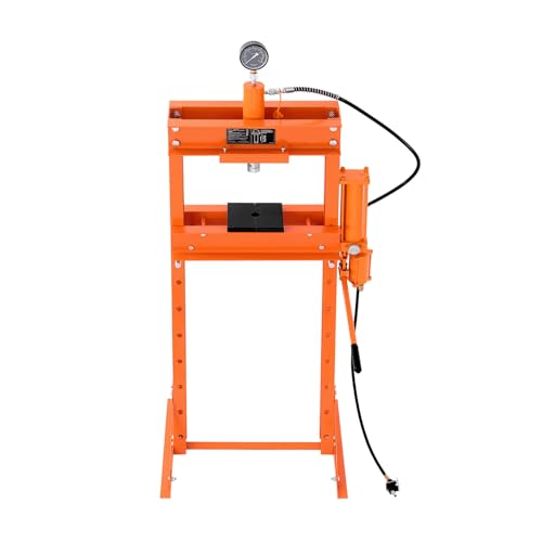 Happybuy Hydraulic Workshop Press, 20 T H-Frame Air-Powered Workshop Press with Pressing Plate. Reliable Garage Ground Adjustable Hydraulic Press with Triangular Backing. Suitable for Flexing