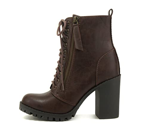 Image of Soda Women's Malia Faux Lace Up Chunky Lug Sole Combat Boot