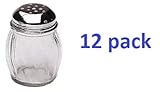 Update International SK-RPF New 6 oz. Swirl Glass Cheese Shaker, Pepper Spice Shaker with Perforated Stainless Steel Lid (Pack of 12)