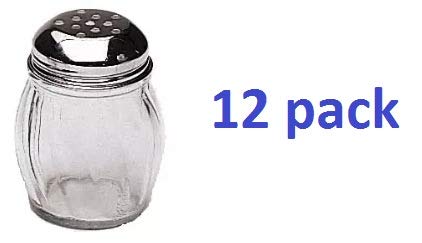Update International SK-RPF New 6 oz. Swirl Glass Cheese Shaker, Pepper Spice Shaker with Perforated Stainless Steel Lid (Pack of 12)