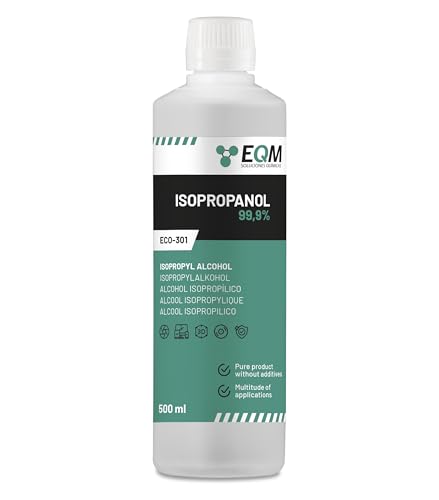 EQM - ECO-301 - Alcool Isopropylique Pur à 99,9% - 500 ML - Nettoyage de composants électroniques, objectifs et écrans - Nettoyage des résines d'impression 3D