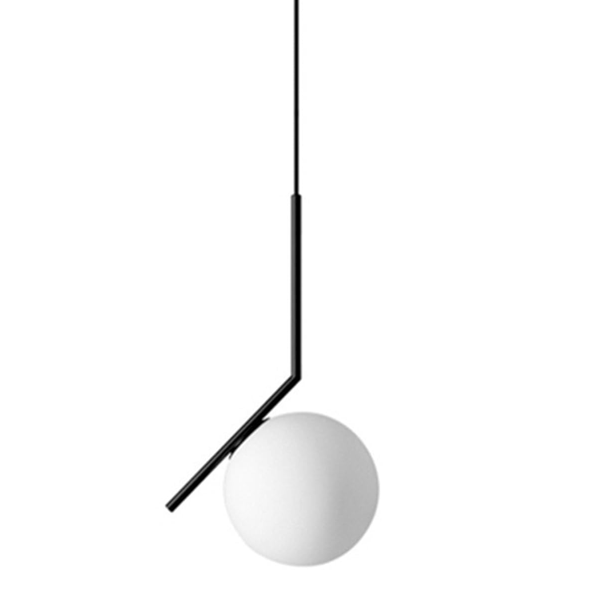 KlkrzJwy Modern Pendant Lamp Mid Century Minimalist Iron Pendant Lighting Black Glass Globe Ceiling Chandeliers Bdeside Hanging Lamp Single Hanging Light Fixture for Dining Room Kitchen Island