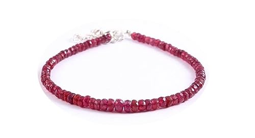 Bracelet en rubis naturel véritable et argent 925 minimaliste