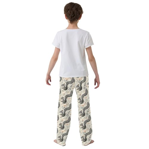 ALAZA Squirrel Pajamas Bottoms with Pockets Comfy Pjs Sleepwear Elastic Waistband Pajamas Pants Lounge Pants for 6-14 Years3