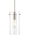 Kira Home Inara 11" Modern Minimalist Pendant Light + Clear Glass Cylinder Shade, Adjustable Height, Brushed Nickel Finish