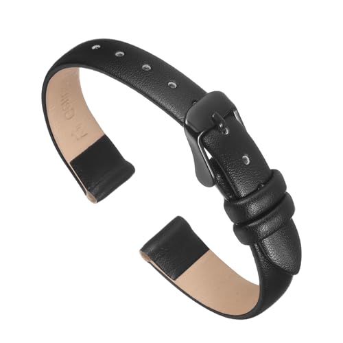 QUARKZMAN Correa De Reloj De Cuero Genuino Negro 12mm De Ancho, Correa De Cuero Plana Y Delgada Elegante Con Hebilla Negra Para Hombres Y Mujeres QUARKZMAN Correa De Reloj De Cuero Genuino Negro 12mm De Ancho, Correa De Cuero Plana Y Delgada Elegante Con Hebilla Negra Para Hombres Y Mujeres