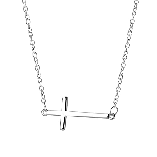 Collar con colgante de perlas, collar de plata con colgante de cruces, para mujer, geométrico, joyería personalizable, talla única, Cobre