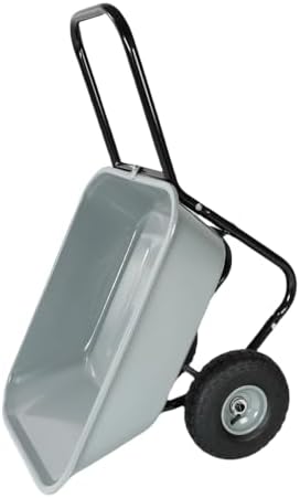 10" Pneumatic Wheel Barrow - Two-Wheeled Garden Cart for Easy Transportation, Heavy Duty, Durable, Perfect for Lawn Care, Yard Work, and Outdoor Projects.