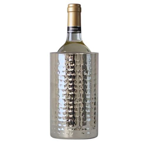 AURANACS® Santorini | Isolierter Weinkühler aus Edelstahl | Eleganter Champagnerkühler mit spiegelpolierter & gehämmerter Oberfläche | Sektkühler doppelwandig | Ø 12 cm | Für Restaurants & Zuhause