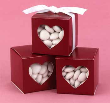 Merlot Heart Window Favor Boxes - 375307