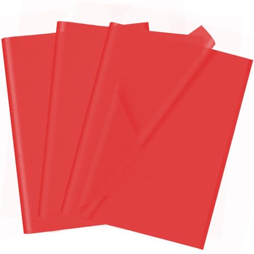 50 Blatt rotes Seidenpapier, 70 x 50 cm, Geschenkpapier zum Verpacken von Geschenken, für Weihnachten, Blumen, Kunsthandwerk, DIY, Geburtstag, Hochzeitsgeschenk, Dekoration