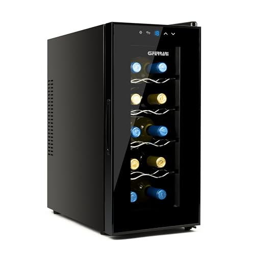 G3 Ferrari G90047 Frigorifero per Bottiglie Riservetta 10', 28 Litri, Display LED, Capacità 10 Bottiglie, Basso consumo energetico, Termostato da 8° C a 18°C, Completa di Luce interna e 4 Ripiani