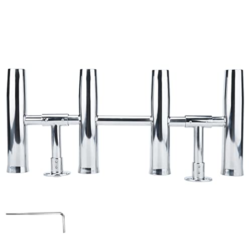 NovelBee Verstellbare Angelrutenhalter mit 4 Röhren aus Edelstahl mit 2 Stück zur Unterstützung, Rutenregal kann um 360 Grad gedreht werden für Boot Marine Cover