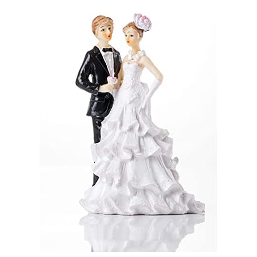 6.1in bröllopstårta Topper brud och brudgum som håller händer med blommor staty Bröllopsdekoration Cake Topper | Bröllop och förlovningsfest