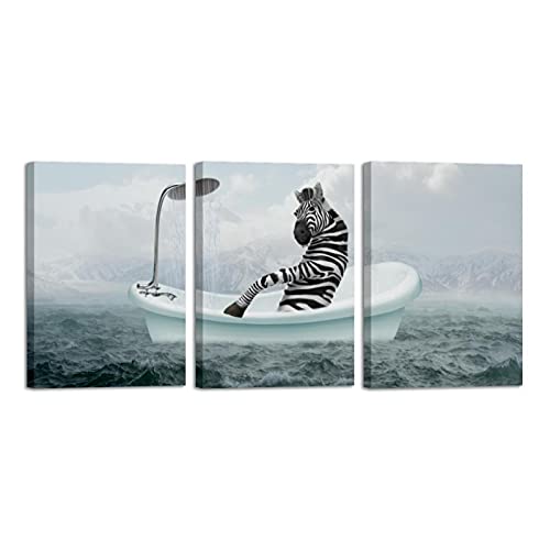 Tableau zèbre moderne en 3 pièces pour décoration murale de salon