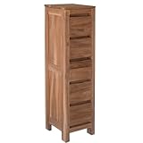 Teako Highboard Ysane aus Teakholz, 30 cm Breit, naturfarben, FLEGT-Lizenziertes Teakholz, Nachhaltige Möbelauswahl, Platzsparendes Stauraummöbel, Badezimmer