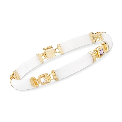 Ross-Simons White Jade and 1.40 ct. t.w. Multi-Gemstone Good Fortune Bracelet in 18kt Gold Over Sterling3