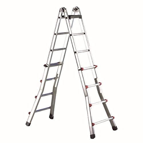 Svelt Scala Telescopica Multiposizione Professionale in Alluminio con Base Allargata, Scalissima 8+8 gradini-image