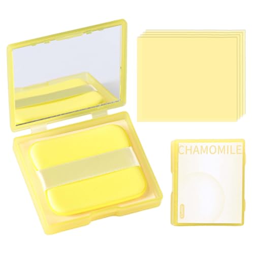 200 Pièces Papier Buvard d'huile, Papier Matifiant Visage avec étui Miroir et Houppette Autocollante, Papier Buvard pour l'Huile, Face Oil Blotting Idéales pour Tous les Types de Peau (Camomille)