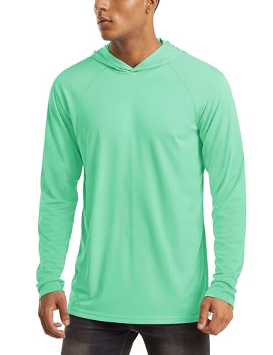 Image of MAGCOMSEN Men's Hooded UPF 50+ Sun Protection T Shirts Long Sleeve Athletic Fishing Shirts Rash Guards