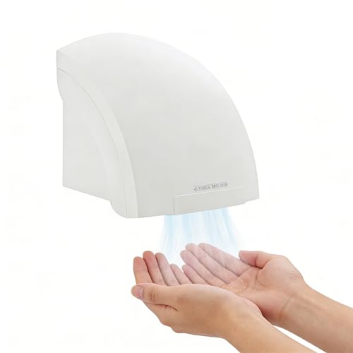 WOLEGM 1200W Händetrockner Automatisch Elektrischer Handtrockner mit Infrarot Sensor & 30m/s Windgeschwindigkeit Heiß- & Kaltluft Wandmontage Handtrockner IPX4 für Toilette Hotel Restaurant