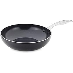 Wok Greenpan GreenPan Wok Antiadherente de Cerámica, Apto para Todo Tipo de Cocinas, Inducción, Horno y Lavavajillas, 28 cm, Negro