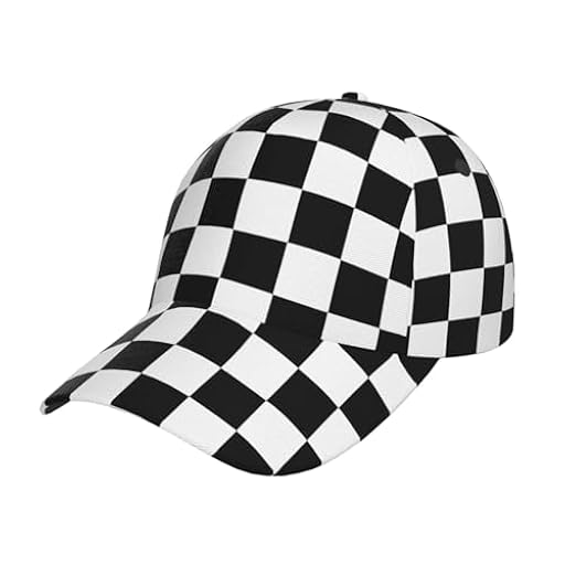 Gongjuy Gorra de béisbol europea a cuadros en blanco y negro con aleros curvos, ajustable, protector solar, para vacaciones, deportes, Joker, Negro, Talla única | Ya disponible en tu tienda friki favorita! En mundofriki.es!