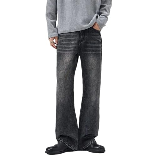 Men's Flared Jeans Boot Cut Straight Vintage Gray Denim Pants Comfortable Bell Bottom Trousers