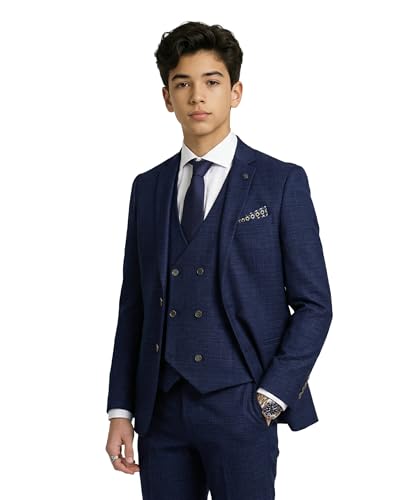 Costume de mariage père-fils à carreaux coupe ajustée pour cérémonie