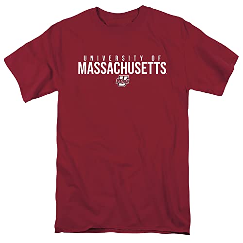University of Massachusetts Official Stacked Unisex Adult T Shirt Garnet Large